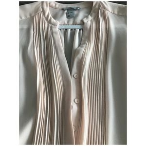 H&M Light Blush Pleated Front Button Blouse